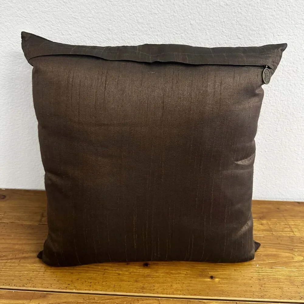 Vintage Pier 1 Imports Embroidered Bohemian Brown Throw Pillow 16x16